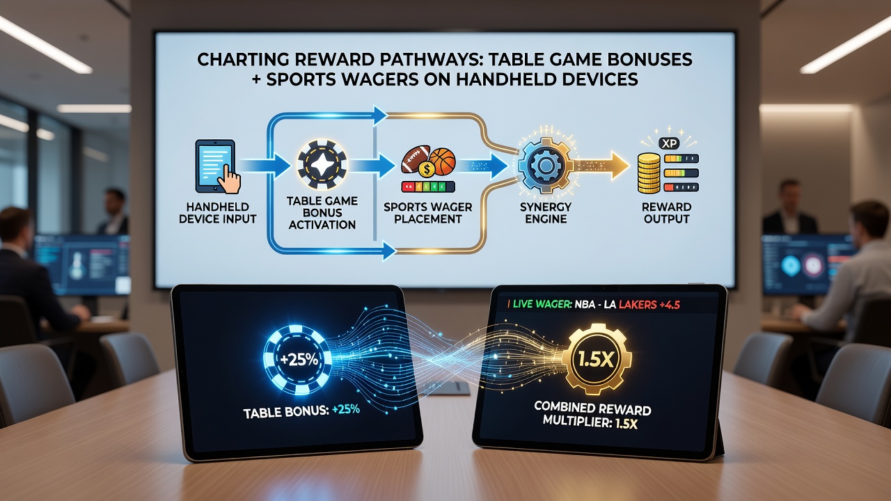 Screenshot of reward pathway dashboard showing merged bonus progress from table games and sports wagers