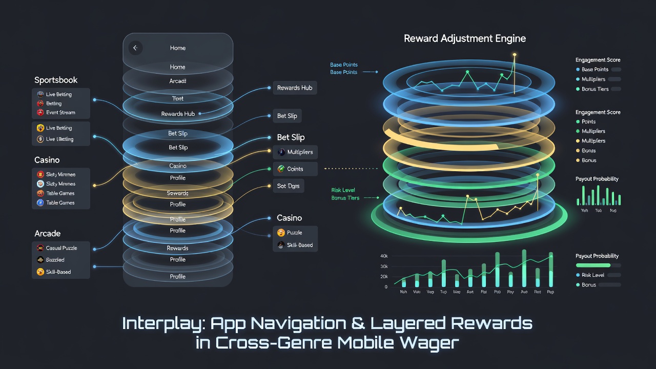 Analytics dashboard displaying user navigation paths and corresponding reward adjustments in a cross-genre wagering application
