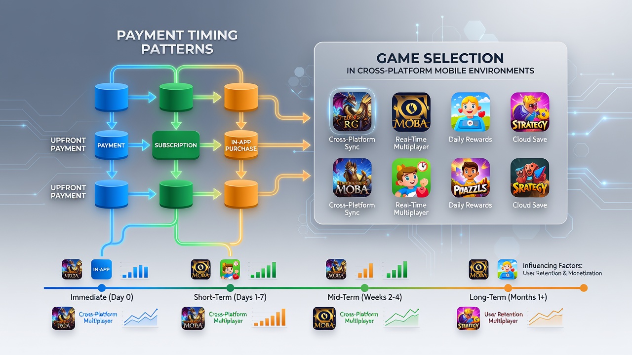Graph showing payment processing times versus game type preferences on mobile devices